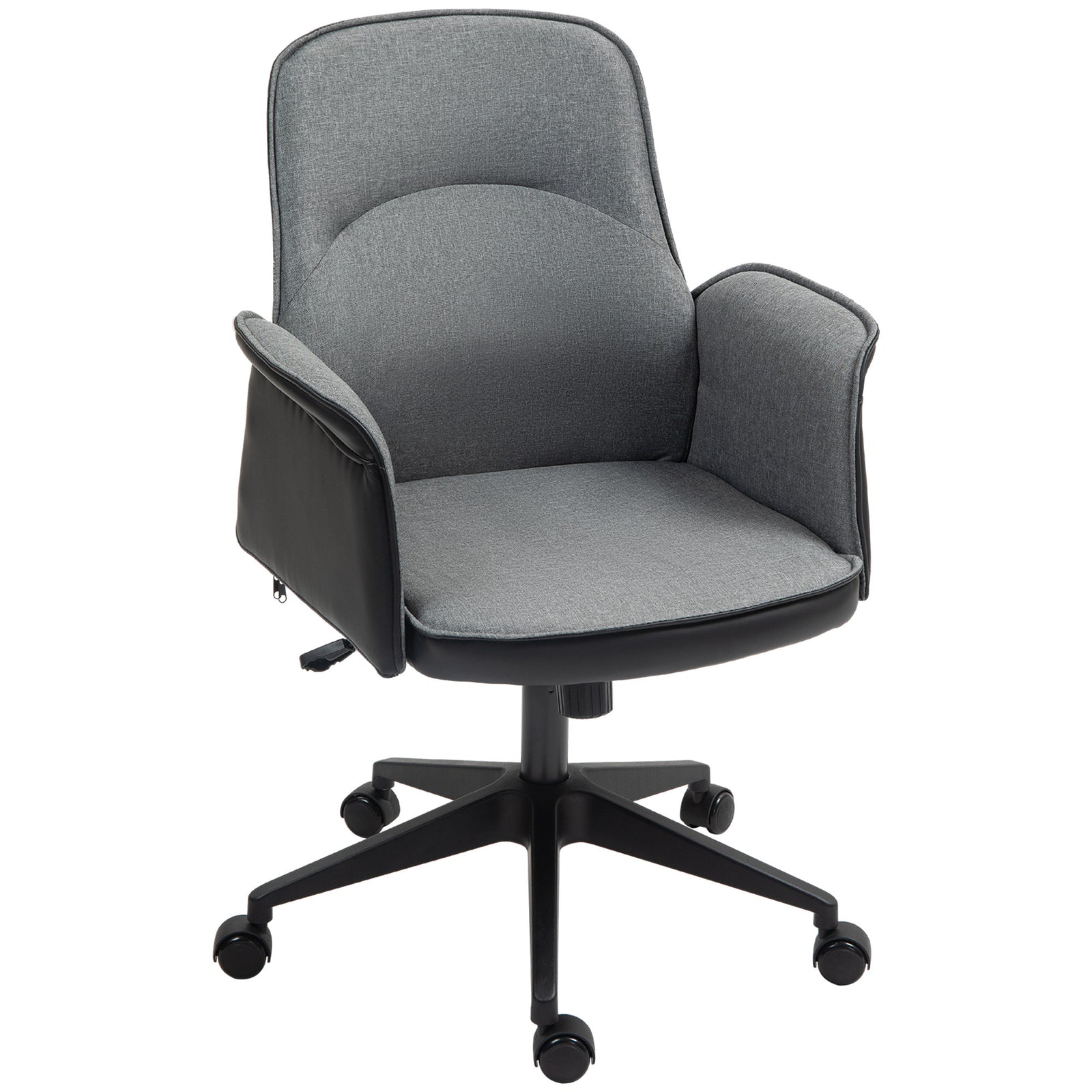 Linen and Faux Leather Mix Office Chair - Grey