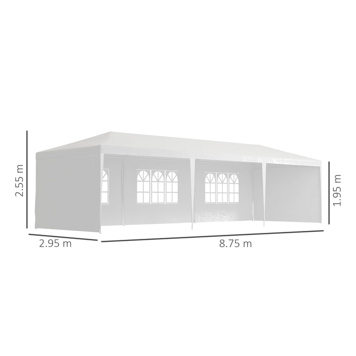 Garden Gazebo Marquee Party Wedding Tent Canopy (9m x 3m) - White