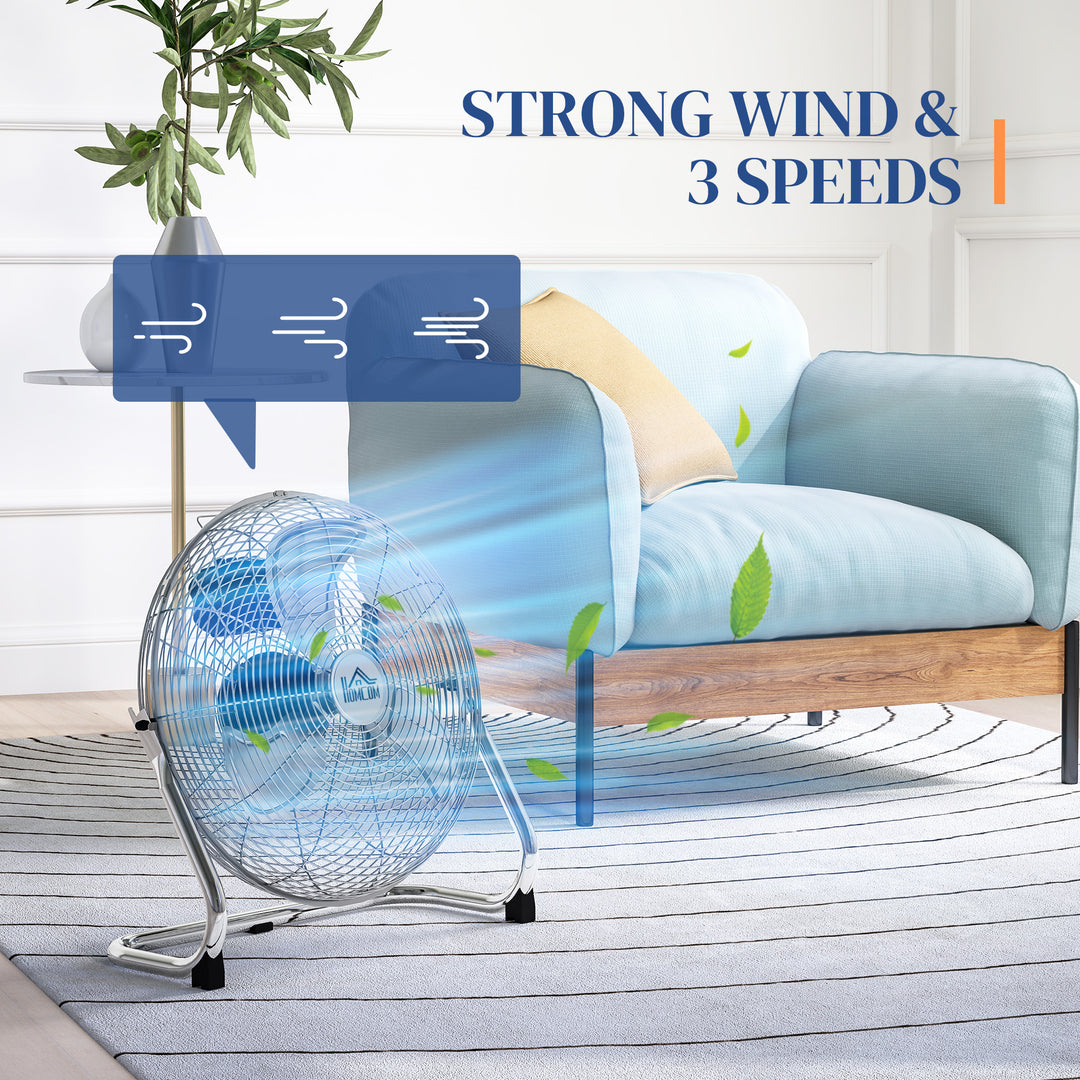 Metal Desk Fan with 3 Speeds & 120° Adjustable Tilt - Silver
