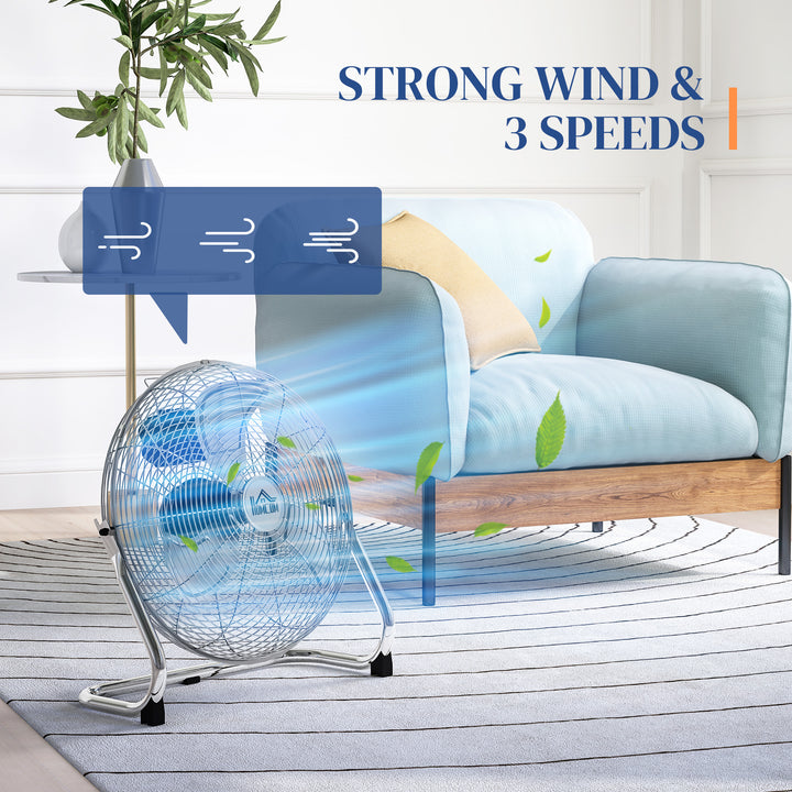 Metal Desk Fan with 3 Speeds & 120° Adjustable Tilt - Silver