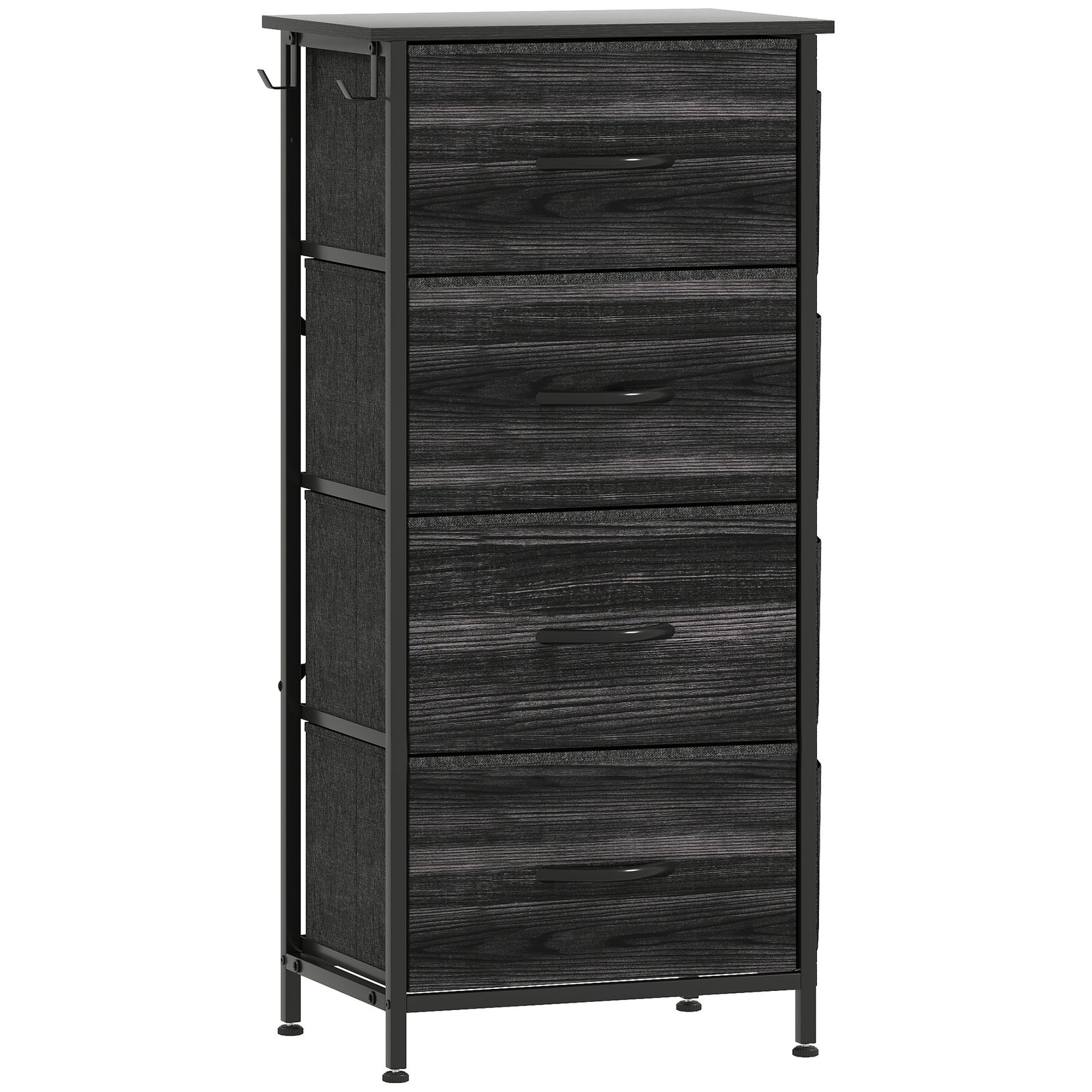 Chest of Four Fabric Drawers - Black