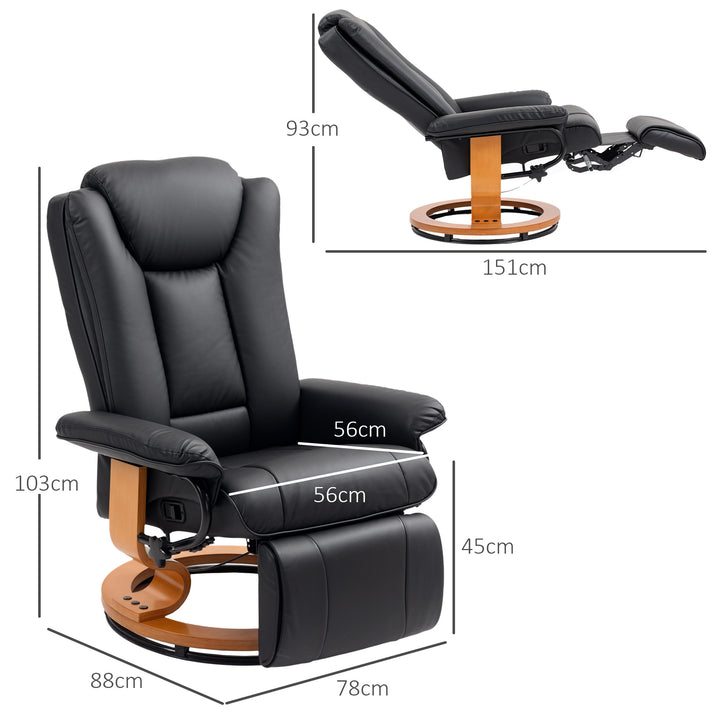 Faux Leather Recliner Chair - Black