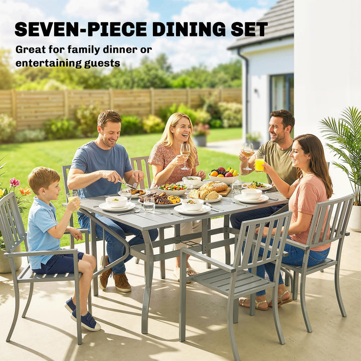 7 Pieces Garden Table and Chairs, 6 Seater Outdoor Table and Chairs wi