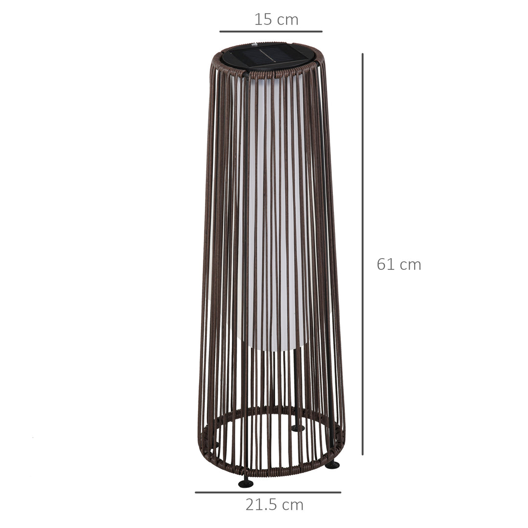 Patio Garden PE Rattan Solar Lights Woven Resin Wicker Lantern Auto On/Off Solar Powered Lights for Porch, Yard, Lawn, Courtyard, Indoor & Outdoor Brown