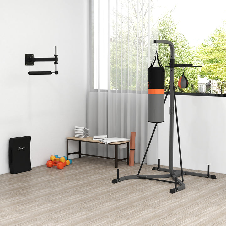 MCL Freestanding Boxing Punch Bag & Speed ball Station, for Home Gym, Grey