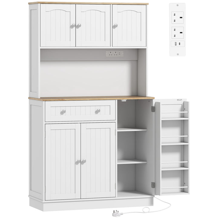 173 cm Tall Kitchen Cupboard with Charging Station, Pantry Storage Cab