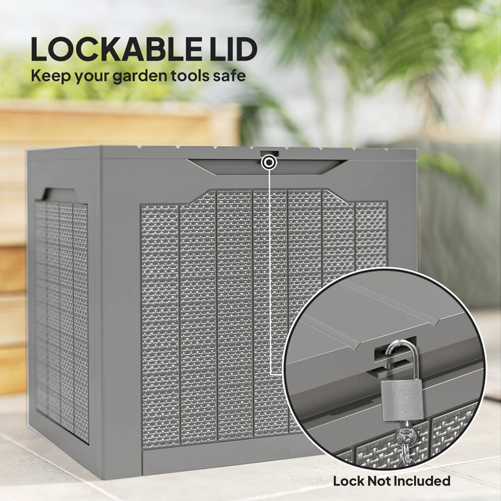 93L Plastic Garden Storage Box, Outdoor Storage Box with Handles, Waterproof Outdoor Storage Container