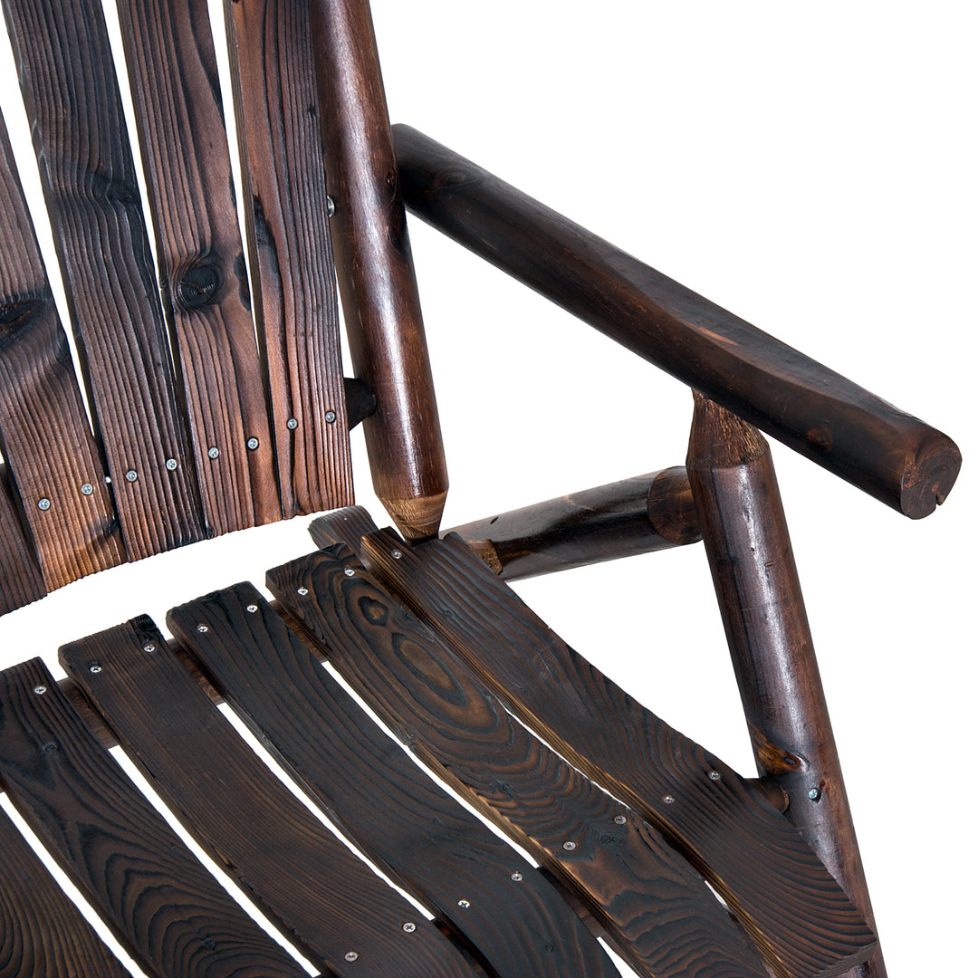 Adirondack Chair Cedar Wood Ergonomic Rocking Chair Porch Rocker Garden Traditional - Burlywood