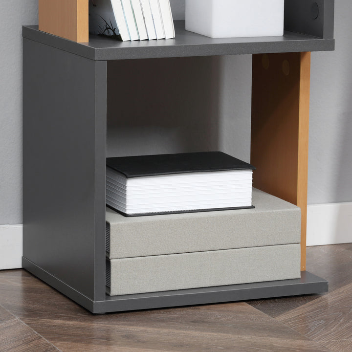 Modern 5-Tier Bookshelf, Freestanding Bookcase Storage Shelving for Living Room Home Office Study, Brown and Dark Grey