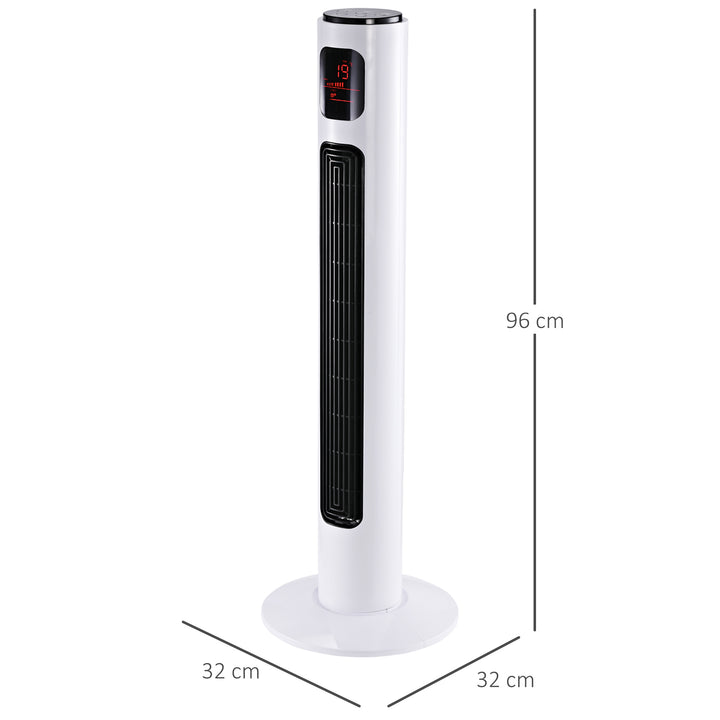 MCL 38'' Freestanding Tower Fan, 3 Speed 3 Mode, 12h Timer, 70 Degree Oscillation, LED Panel, 5M Remote Controller, White