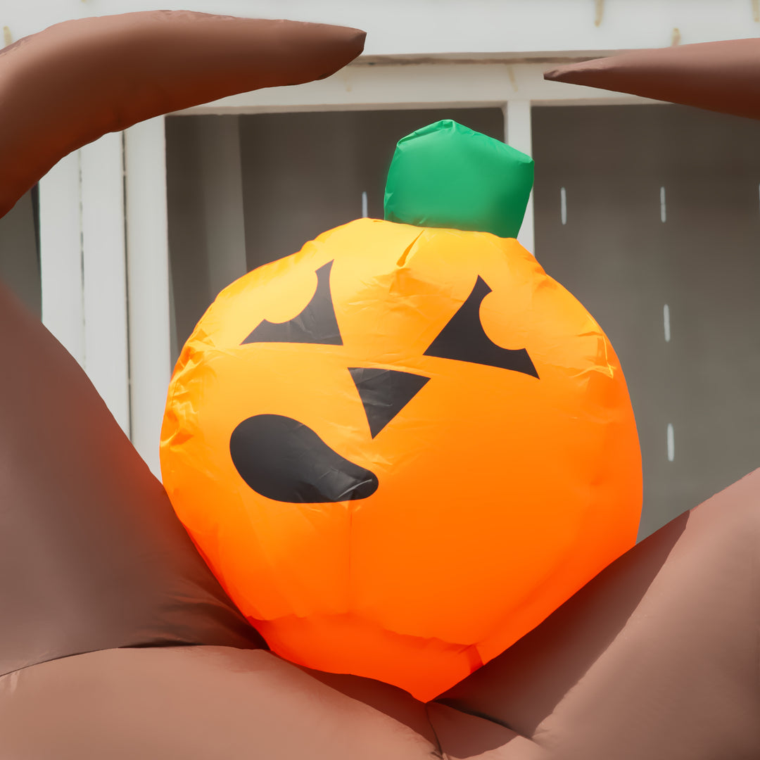 MCL 7ft Inflatable Halloween Ghost Tree with Upside-down Clown Pumpkins, Blow-Up Outdoor LED Display for Lawn, Garden, Party