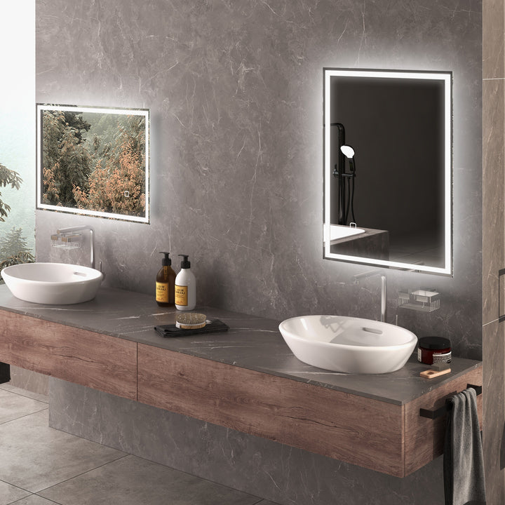 70 x 50cm LED Bathroom Mirror with Lights, Dimmable Makeup Mirror, Vanity Mirror with 3 Colour, Smart Touch, Anti-Fog
