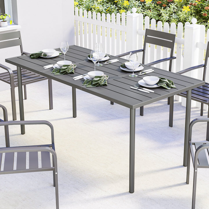 Garden Dining Table for 6 Person, 165 x 80 cm Rectangular Outdoor Dini