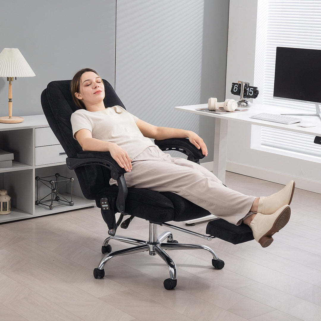 Massage Office Chair, Heated Reclining Computer Chair with Adjustable Height and Footrest