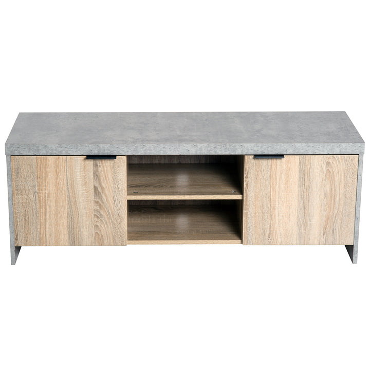 TV Stand for TV up to 55", 2 Doors TV Cabinet with Open Shelves, TV Unit TV Table for Living Room Bedroom Entertainment Room, 120L x 40W x 44H, Grey