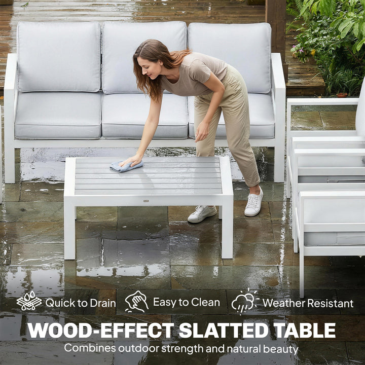 5 Pieces Aluminium Garden Furniture Set with Olefin Cushions, Extra De