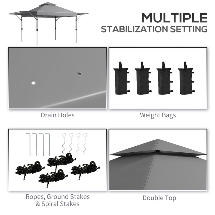 Outsunny 5 x 3(m) Pop Up Gazebo with Extend Dual Awnings, 1 Person Easy up Marquee Party Tent with 1