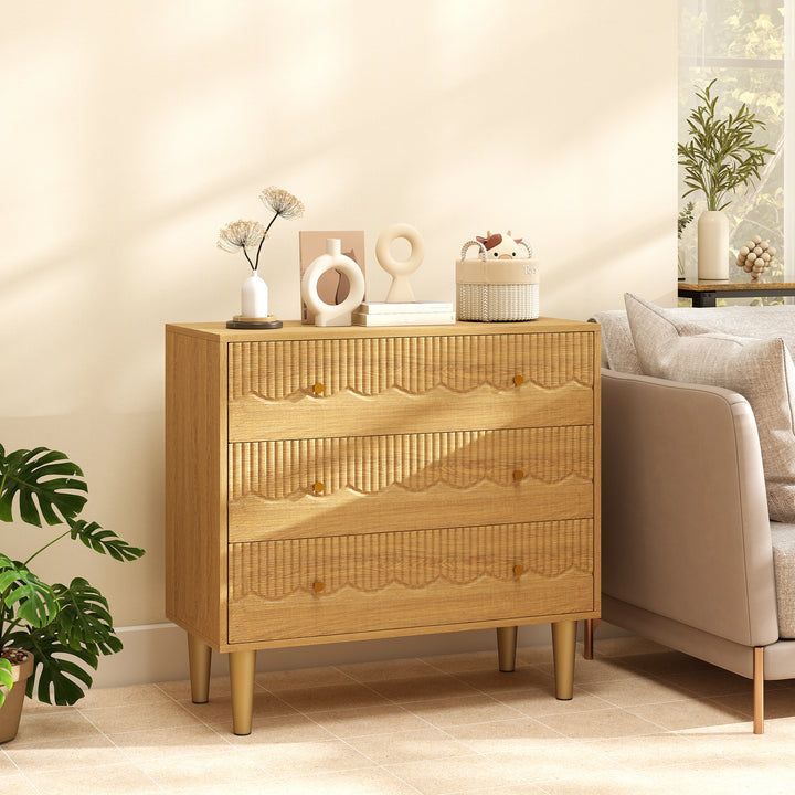 Dresser for Bedroom 3 Drawer Chest of Drawers with Steel Frame for Liv