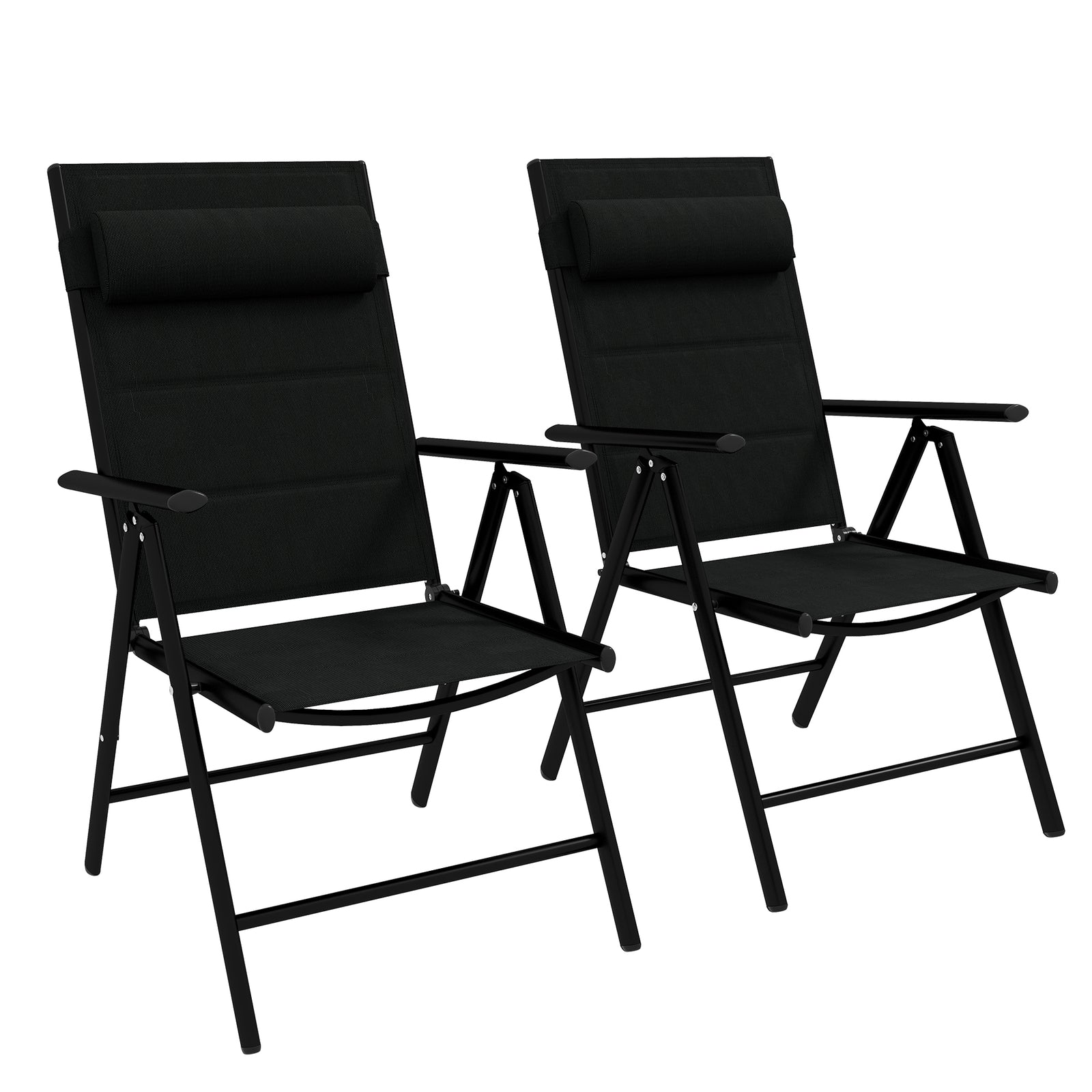 Set of Two Padded Garden Chairs - Black