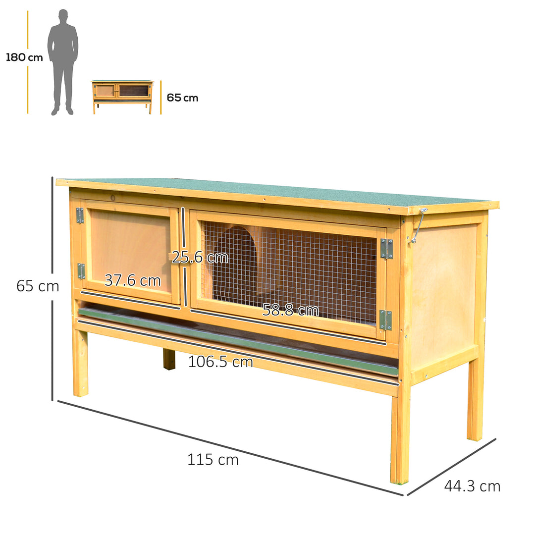 PawHut Bunny Abode: Wooden Rabbit Hutch for Guinea Pigs, Outdoor Small Pet Cage with Hinged Top & Slide-out Tray, Natural