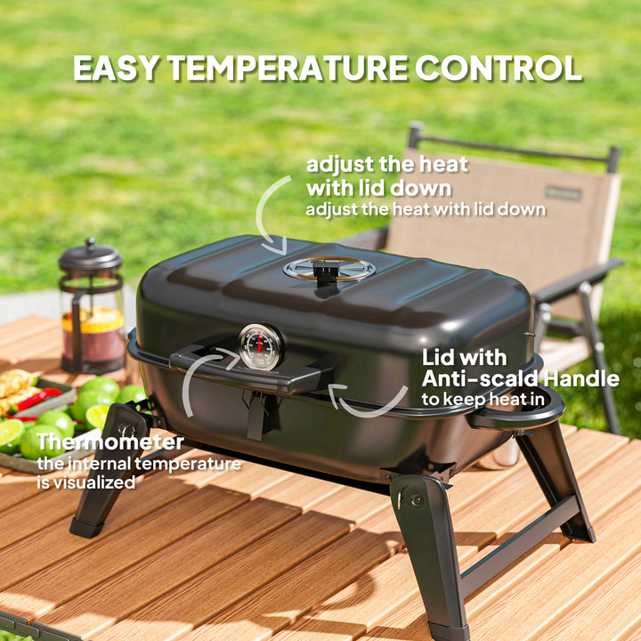 Charcoal Barbecue Grill Folding Portable BBQ Grill for Camping with 12