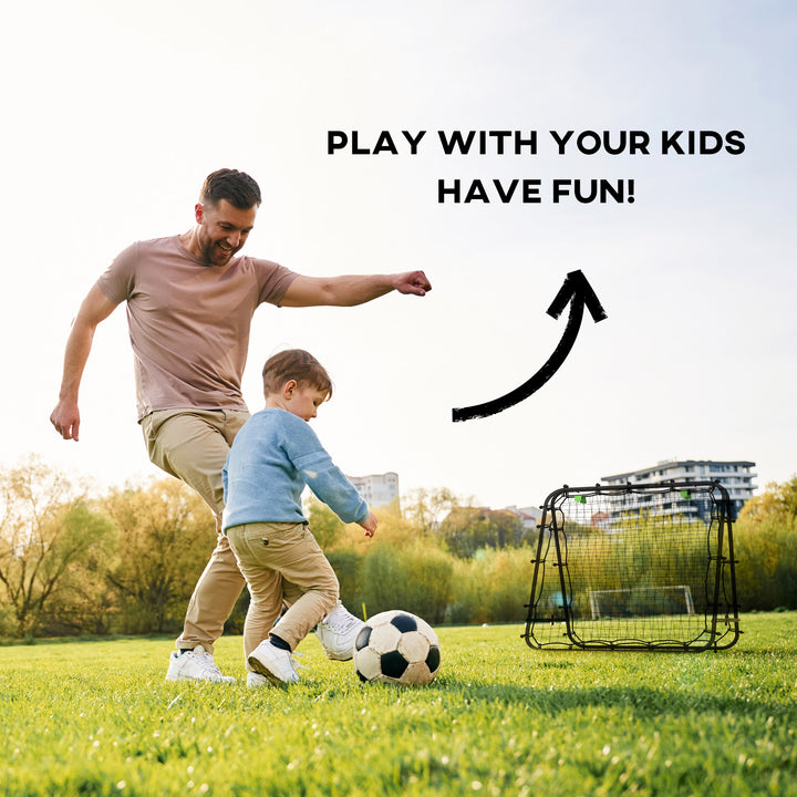 Double Sided Football Rebounder Net, Football Rebound Goal with Five Adjustable Angles, Black