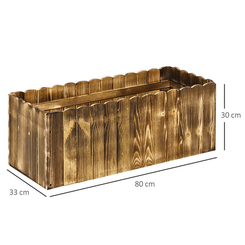 Outsunny 70L Garden Flower Raised Bed Pot Wooden Outdoor Large Rectangle Planter Vegetable Box Herb Holder Display (80L x 33W x 30H (cm)) | Aosom UK