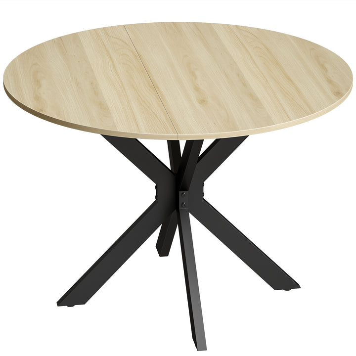 Folding Dining Table, Drop Leaf Table with Adjustable Feet, Natural