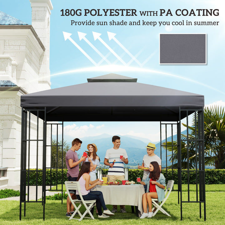 3(m) Gazebo Top Cover Double Tier Canopy Replacement Pavilion Roof Deep Grey