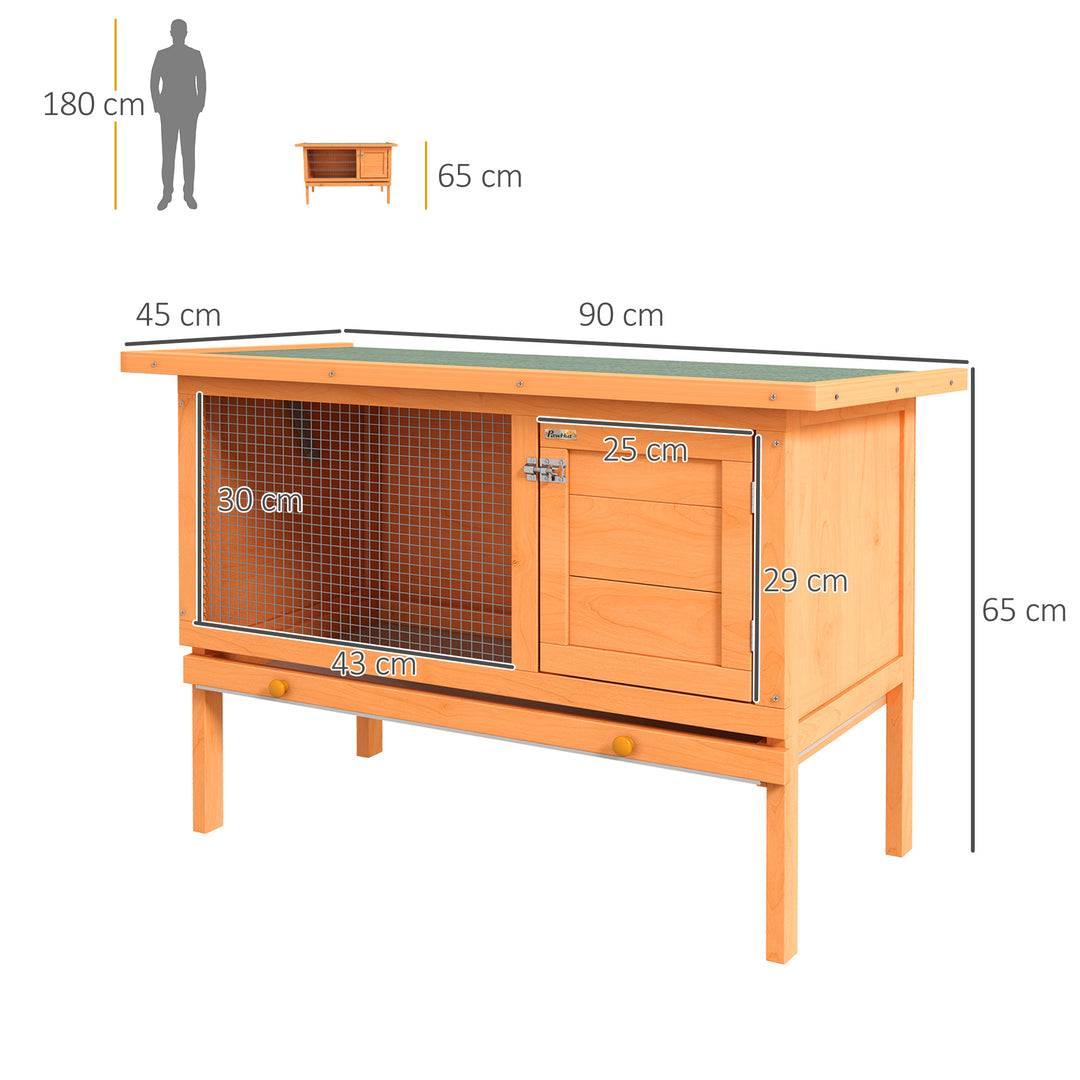 Pawhut Rabbit Hutch,90Lx45Wx65H cm-Fir Wood | Aosom UK