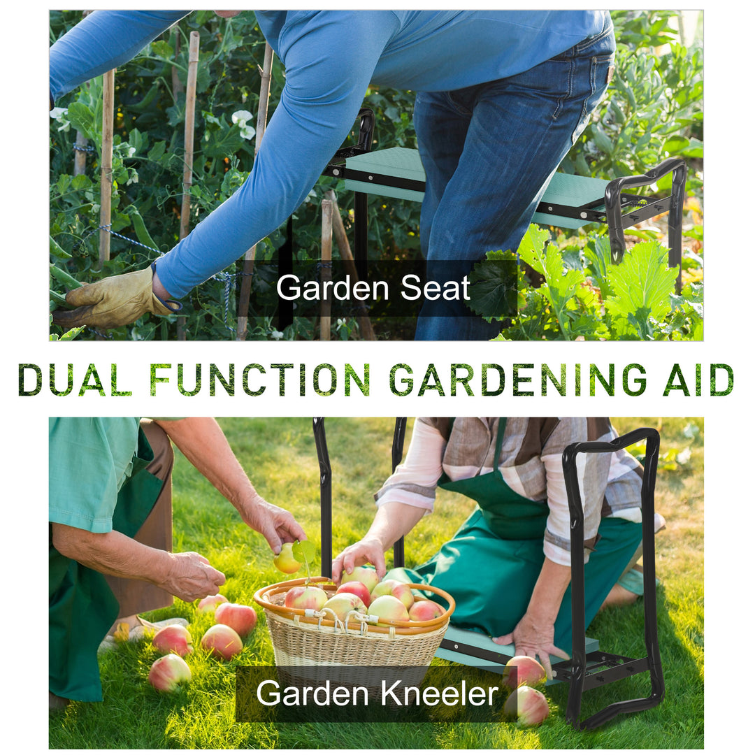 2 In 1 Garden Kneeler Seat Kneeling Pad Support Bench Foldable Knee Protector, Green