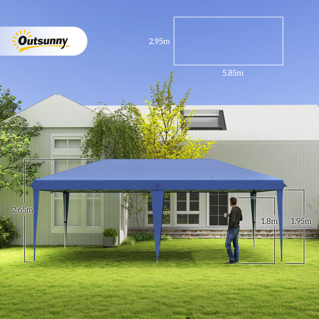 Pop Up Gazebo 3 x 6m, Foldable Canopy Tent, Height Adjustable Wedding Awning Canopy w/ Carrying Bag, Blue