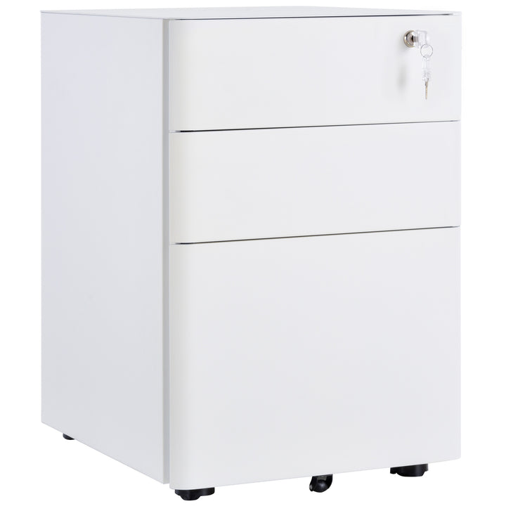 Lockable Cabinet, Rolling Filing Cabinet with 3 Drawers, Steel Office 