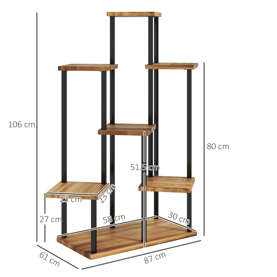 Seven Wooden Shelf Plant Stand
