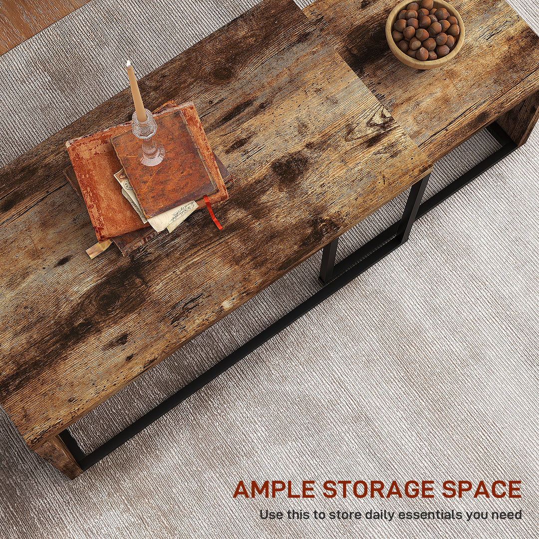 MCL Nesting Coffee Table Set of 2, Industrial Stacking Side End Tables with Metal Frame for Living Room, Bedroom, Rustic Brown