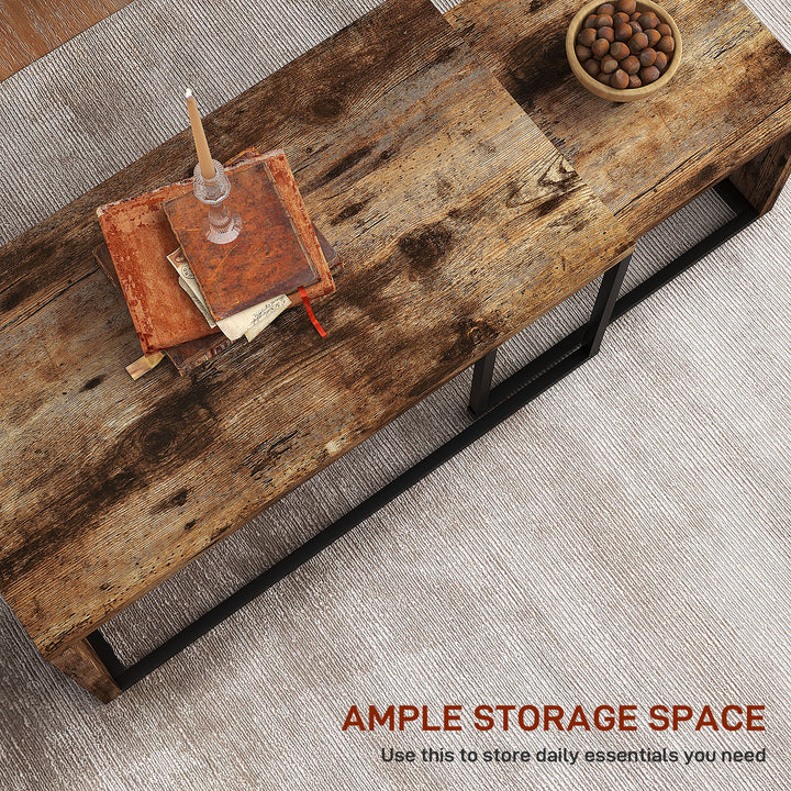 MCL Nesting Coffee Table Set of 2, Industrial Stacking Side End Tables with Metal Frame for Living Room, Bedroom, Rustic Brown