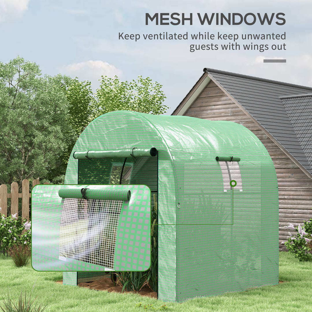 180 x 180cm Walk-In Polytunnel Greenhouse - Green