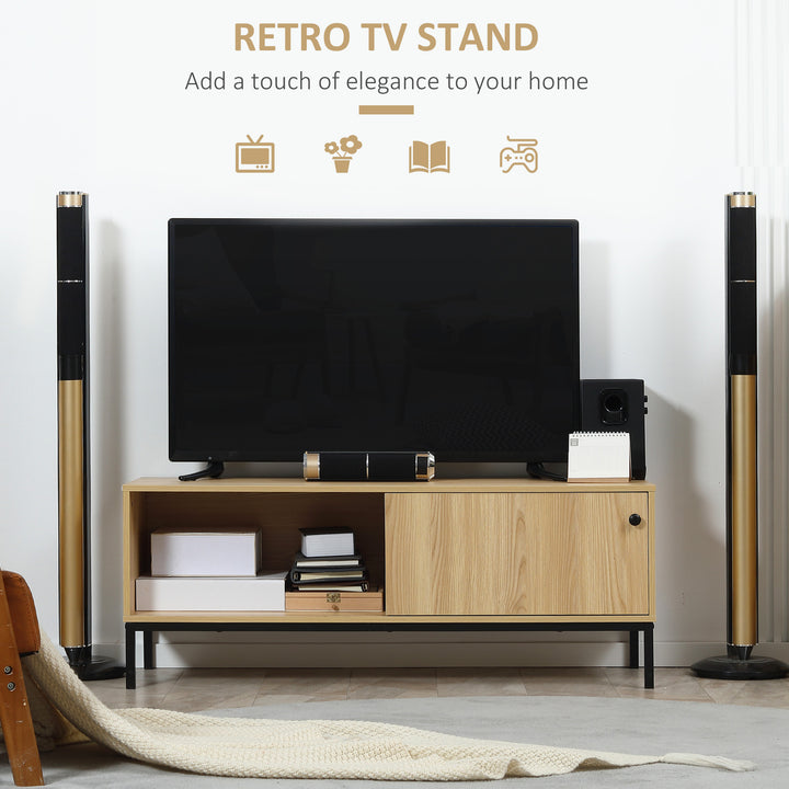 50" Screen TV Stand, with Sliding Door Storage - Wood-Effect