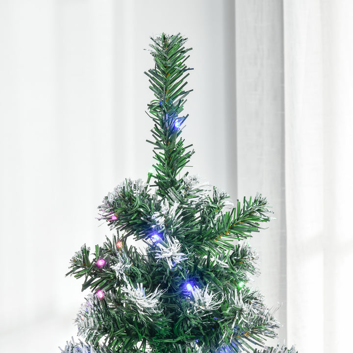 5FT Tall Prelit Pencil Slim Artificial Christmas Tree with Realistic Branches, 250 Colourful LED Lights and 408 Tips, Xmas Decoration, Green