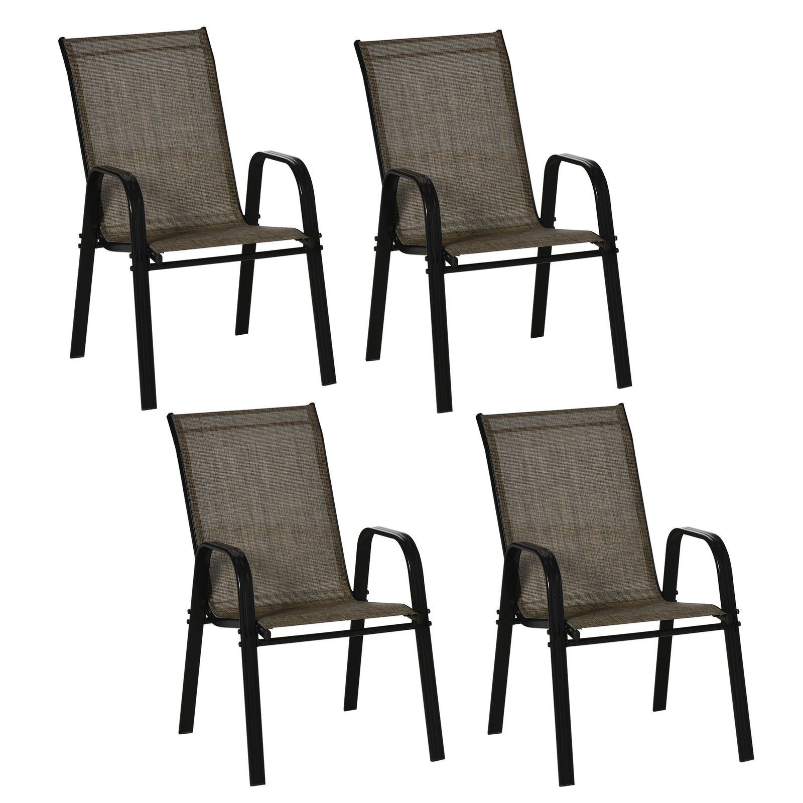 Set of Four Stackable Mesh Seat Chairs - Mixed Brown