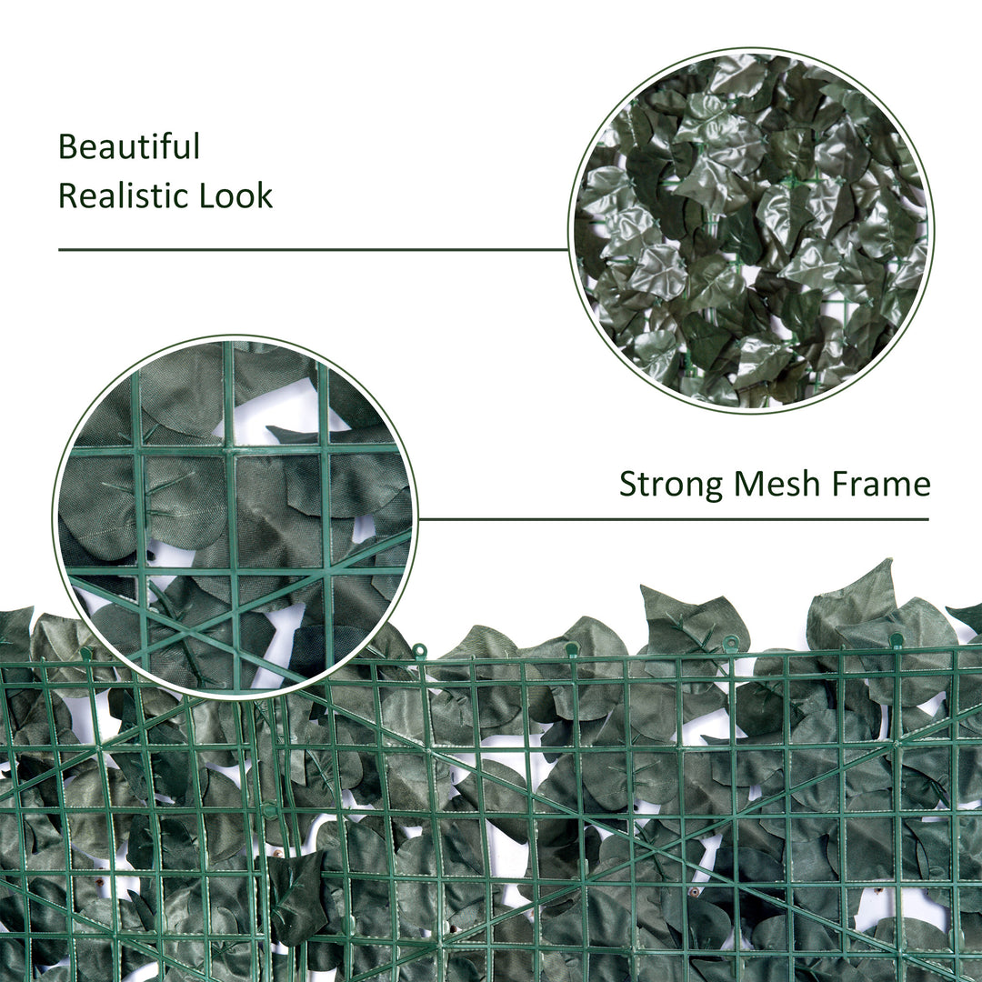 1-Piece Artificial Leaf Hedge Screen Privacy Fence Panel for Garden Outdoor Indoor Decor, Dark Green, 2.4M x 1M