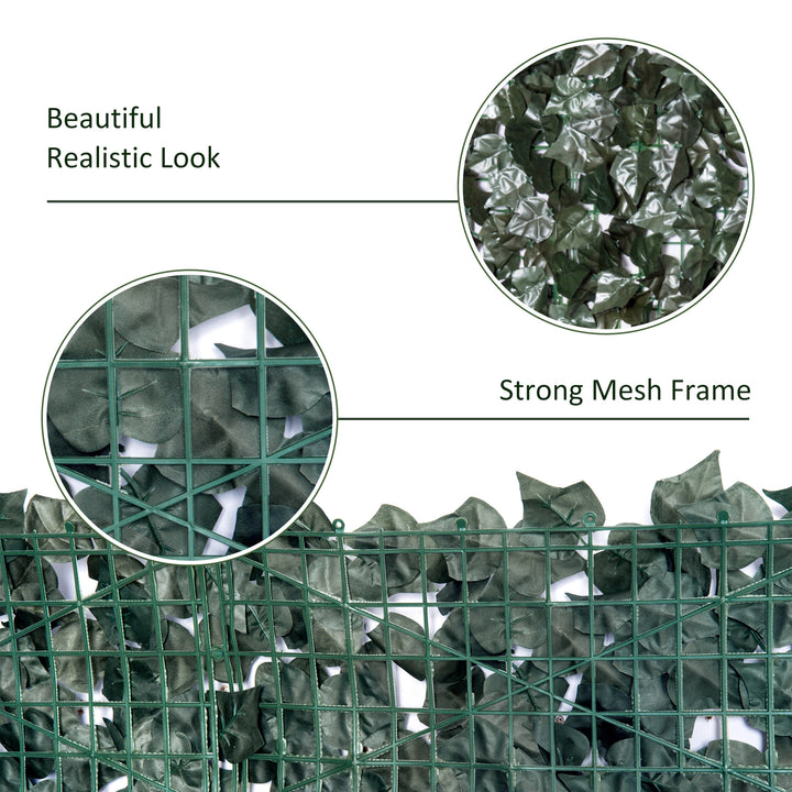 1-Piece Artificial Leaf Hedge Screen Privacy Fence Panel for Garden Outdoor Indoor Decor, Dark Green, 2.4M x 1M