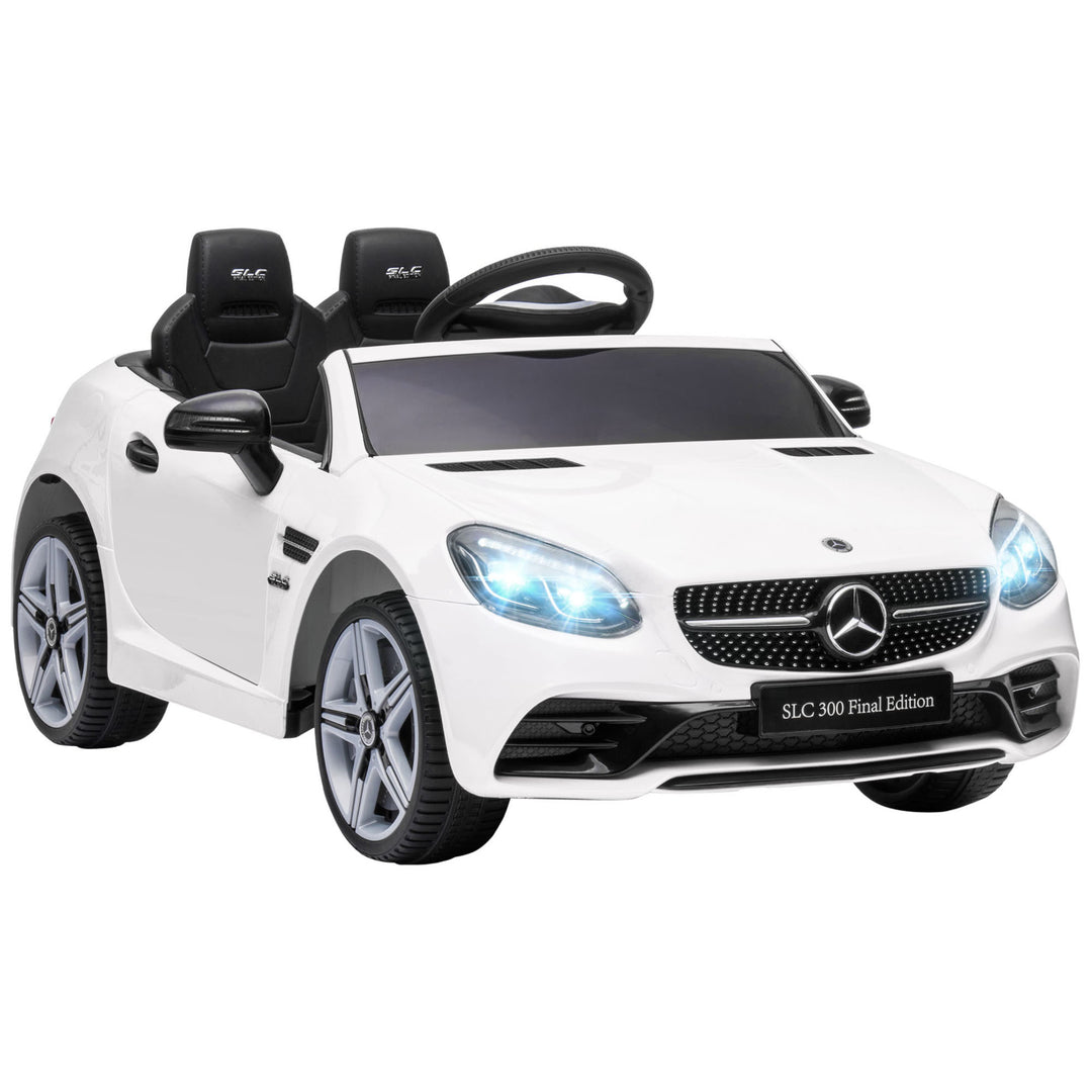 Benz SLC 300 Licensed 12V Kids Electric Ride On, with Music, Remote Control, LED Headlights, Horn, White