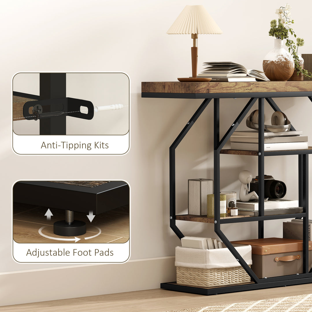 4-Tier Industrial Console Table
