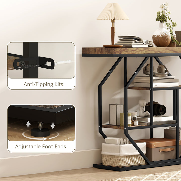 4-Tier Industrial Console Table