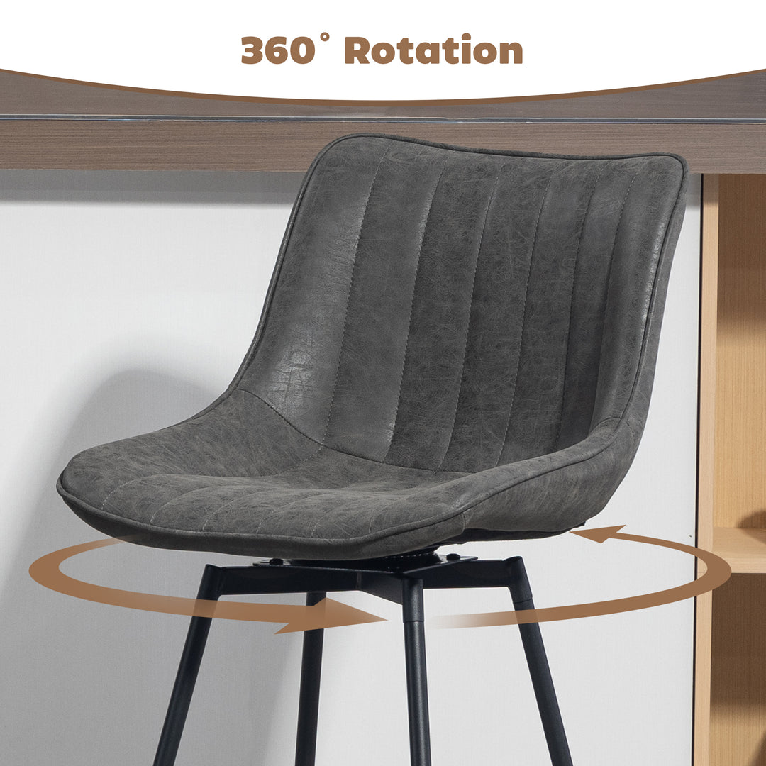 Set of 2 PU Leather Swivel Bar Stools