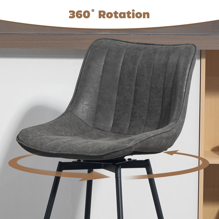 Set of 2 PU Leather Swivel Bar Stools