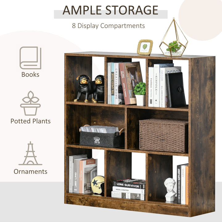 3-Tier Bookcase, Storage Shelf Unit with Open Compartments, for Living Room, Bedroom, Office, Divider, 97.5 x 30 x 100 cm, Rustic Brown