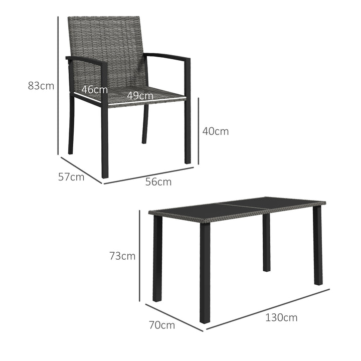 Outsunny Outdoor Dining Set 5 Pieces Patio Conservatory with Tempered Glass Tabletop,4 Dining Chairs