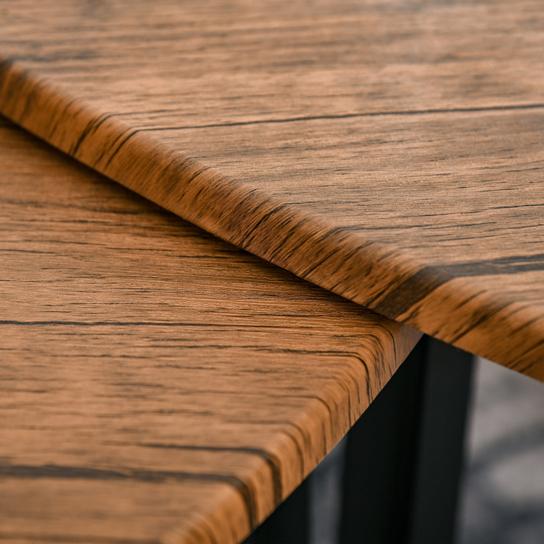 Nest of Tables, Coffee Table Set of 3, Triangle Nesting Tables with Metal Legs, Industrial End Side Table for Living Room, Walnut Wood Grain